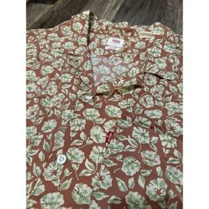Levis Hawaiian Men's Large Button Shirt Rust Orange‎ Plants Short Sleeve Soft
